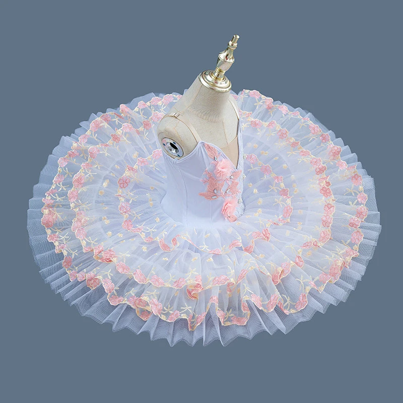 Classical professional Ballet Dress Flower Embroidery Patchwork Gauzy Ballerina Party Dress Children Girl Ballet Dance Costumes