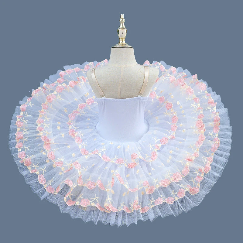 Classical professional Ballet Dress Flower Embroidery Patchwork Gauzy Ballerina Party Dress Children Girl Ballet Dance Costumes