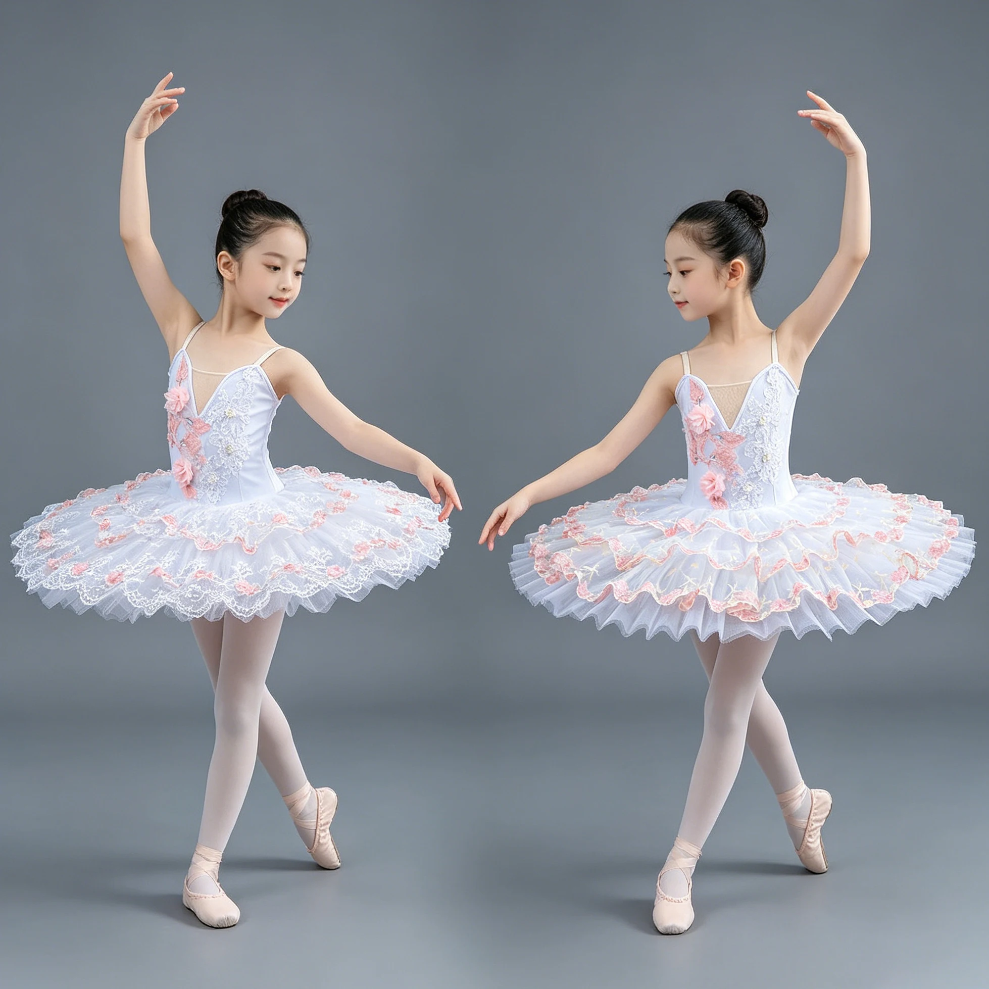 Classical professional Ballet Dress Flower Embroidery Patchwork Gauzy Ballerina Party Dress Children Girl Ballet Dance Costumes
