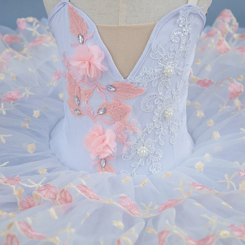 Classical professional Ballet Dress Flower Embroidery Patchwork Gauzy Ballerina Party Dress Children Girl Ballet Dance Costumes