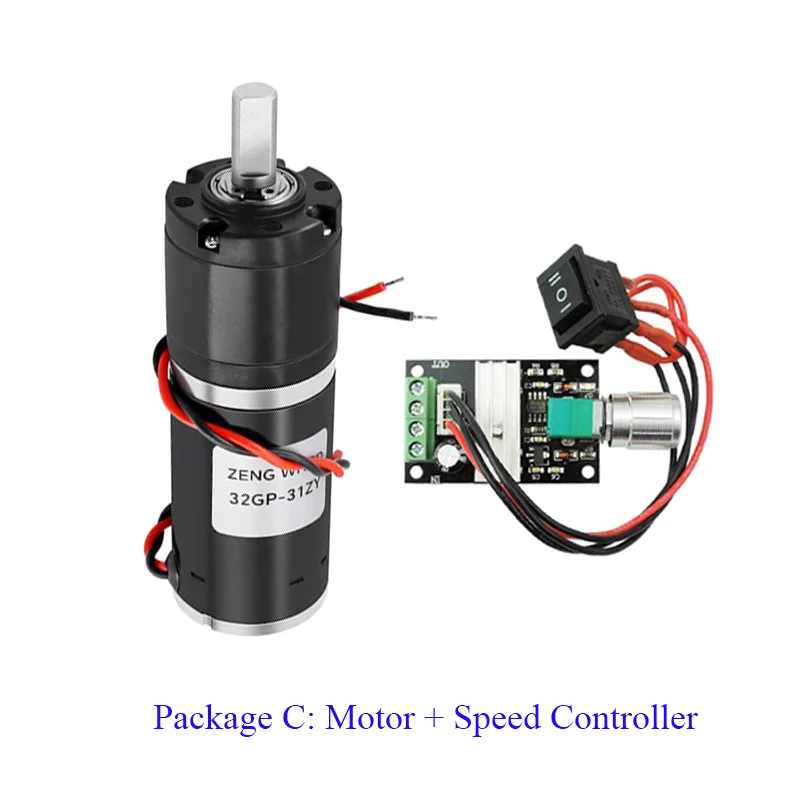DC 12V/24V Planetary Reducer Motor 11-2160RPM 32GP-31ZY High Power 0.5-100Kg Large Torque Reverse Adjustable Gear Motor