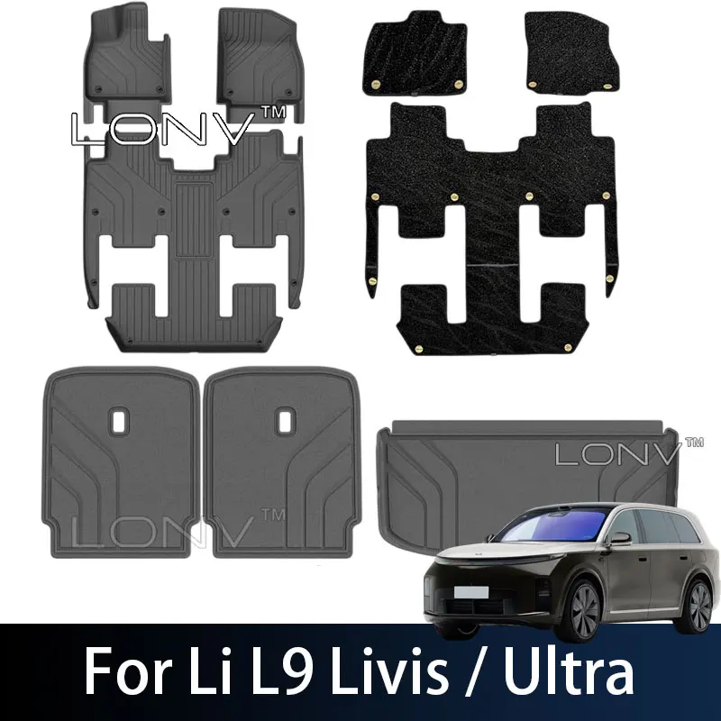 For Li L9 Livis / Ultra 2026 2027 Car TPE Floor Mats Cargo Liner Backrest Trunk Pad Foot Mat All Weather waterproof Accessories