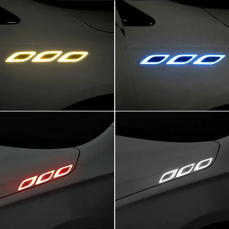 6PCS 3D Reflective Strip Car Sticker Anti Scratch Anti Collision Decal Exterior Protection Auto Accessories