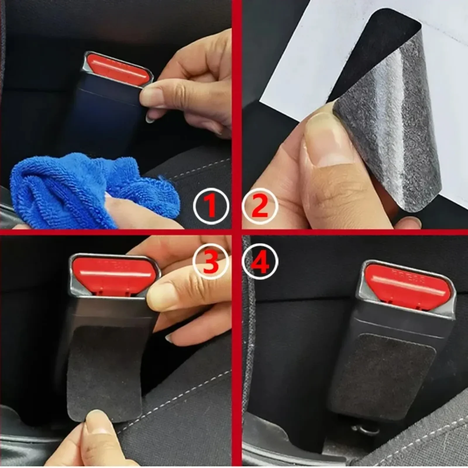 Car Seatbelt Buckle Anti-Collision Sticker Pads Lock Clip Protector Safety Belt Anti-Noise Silencer Black Accessories