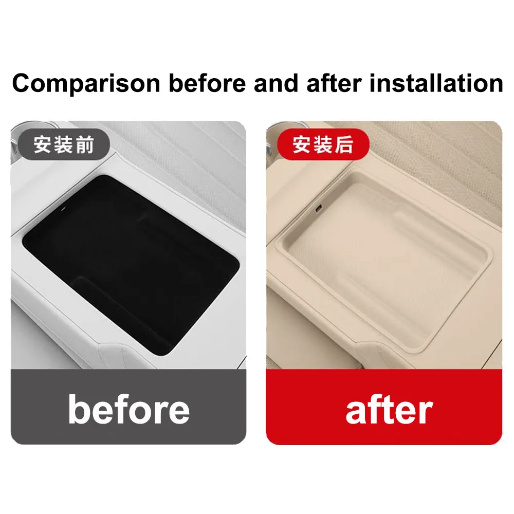 Fit For New AITO M7 2026 Rear Armrest Storage Box Automotive Modification Parts Original Car Color Waterproof Silicone Pad