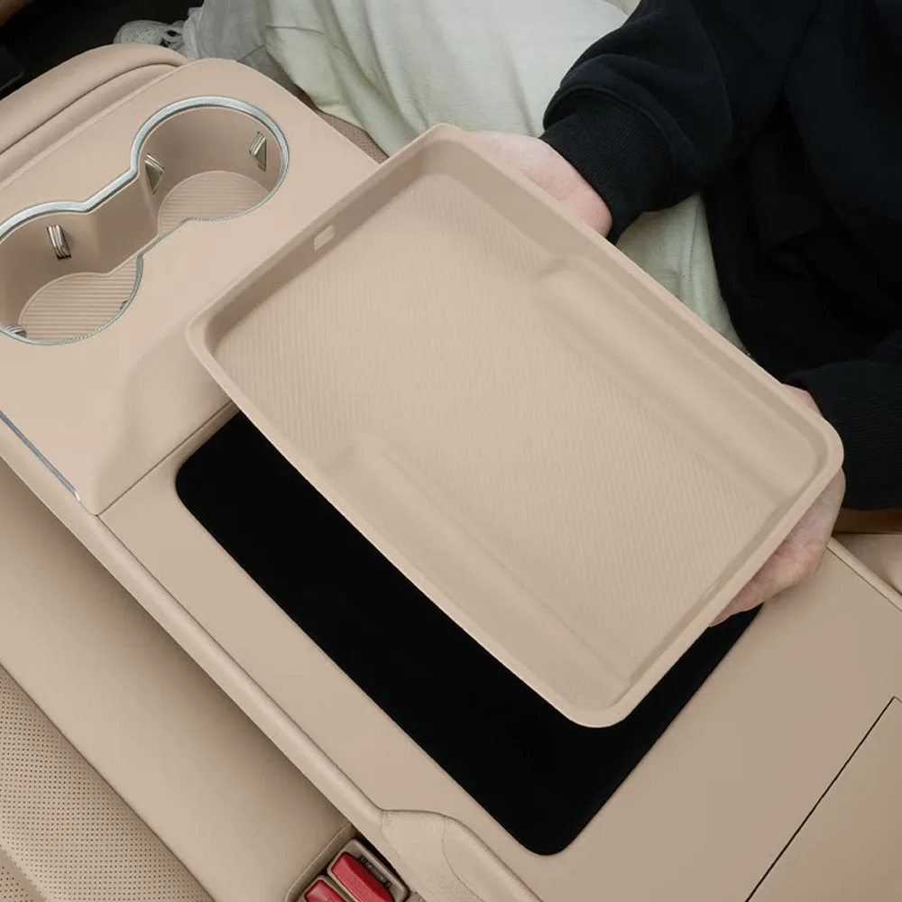 Fit For New AITO M7 2026 Rear Armrest Storage Box Automotive Modification Parts Original Car Color Waterproof Silicone Pad