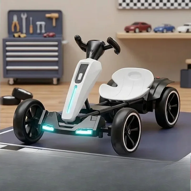 Children's electric go-karts, boys and girls, four-wheeled cars with remote control, can sit, fold, light, free installation