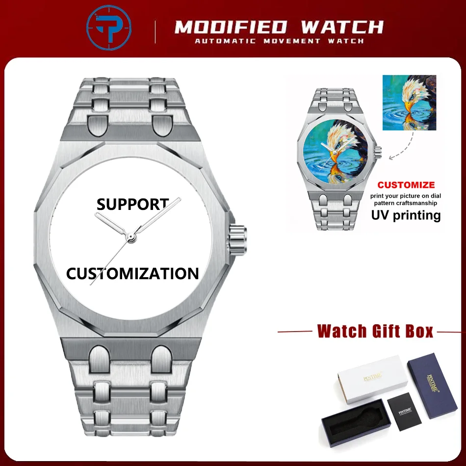 Luxury Custom Men's Quartz Watch Octagonal Silver Timepiece with Personalised Photo 30M Water Resistant Festive Gift for Him