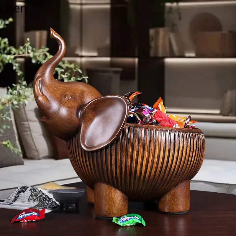 HYS Entryway Key Storage Box Ornament Home Entrance Shoe Cabinet Hallway Living Room TV Cabinet Lucky Elephant Decoration