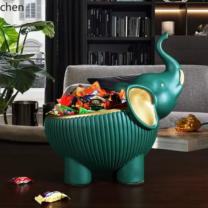 HYS Entryway Key Storage Box Ornament Home Entrance Shoe Cabinet Hallway Living Room TV Cabinet Lucky Elephant Decoration