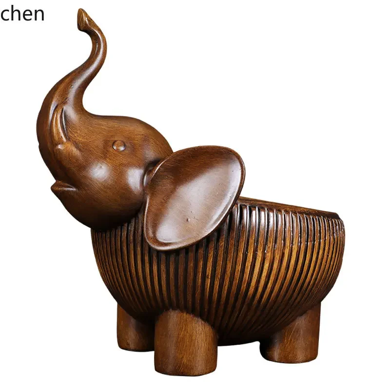 HYS Entryway Key Storage Box Ornament Home Entrance Shoe Cabinet Hallway Living Room TV Cabinet Lucky Elephant Decoration
