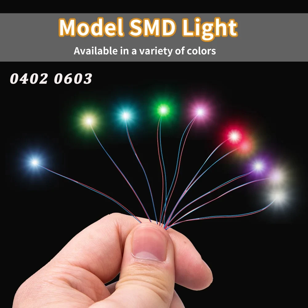 5PCS 3V LED 0402 0603 SMD Lamp Wired Chip 30cm Model Toys Railway Scene Micro Led Pre-soldered Light Model Kit for Cars Diorama