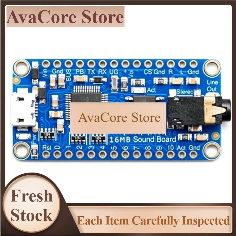 AvaCore2220 Audio FX Sound Board - WAV/OGG Trigger With 16MB Flash MP3 Sound Effects Module For DIY Arcade Props Voice Playback