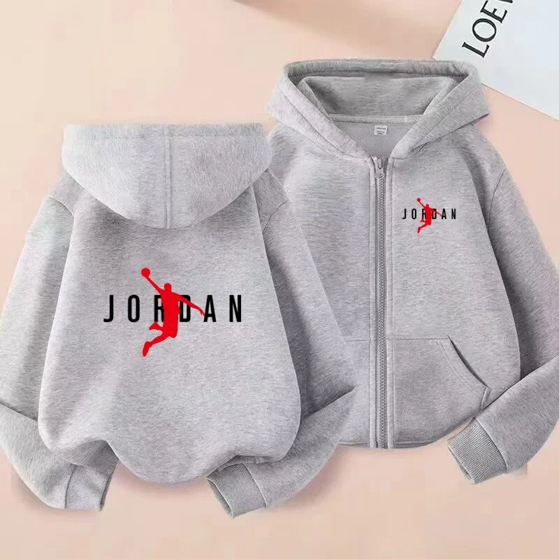 kids Autumn Winter Sweatshirt Basketball Charming Clothing Zipper Style Hoodie Girl Boy 3-12 Years Fashion Blue Black White Coat