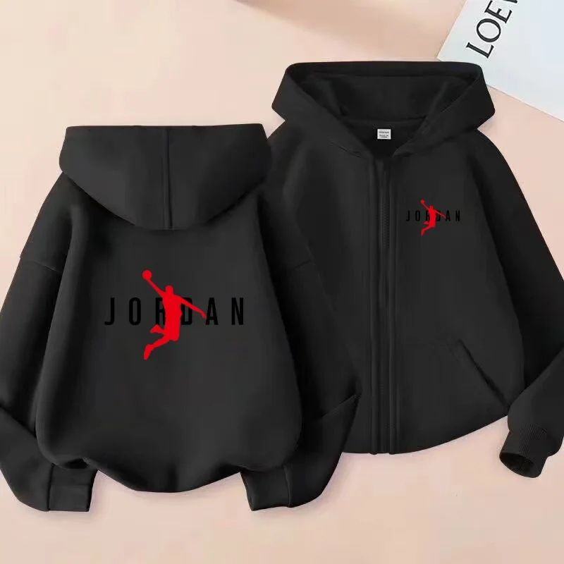 kids Autumn Winter Sweatshirt Basketball Charming Clothing Zipper Style Hoodie Girl Boy 3-12 Years Fashion Blue Black White Coat