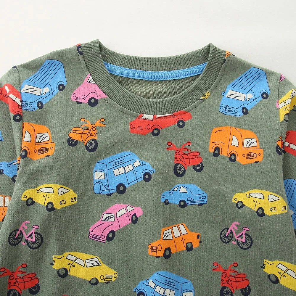 Jumping Meters 2-7T Boys Hoodie Cars All Printed Long Sleeve Sweatshirt Children's Sport Shirt Autumn Spring Kids Clothing