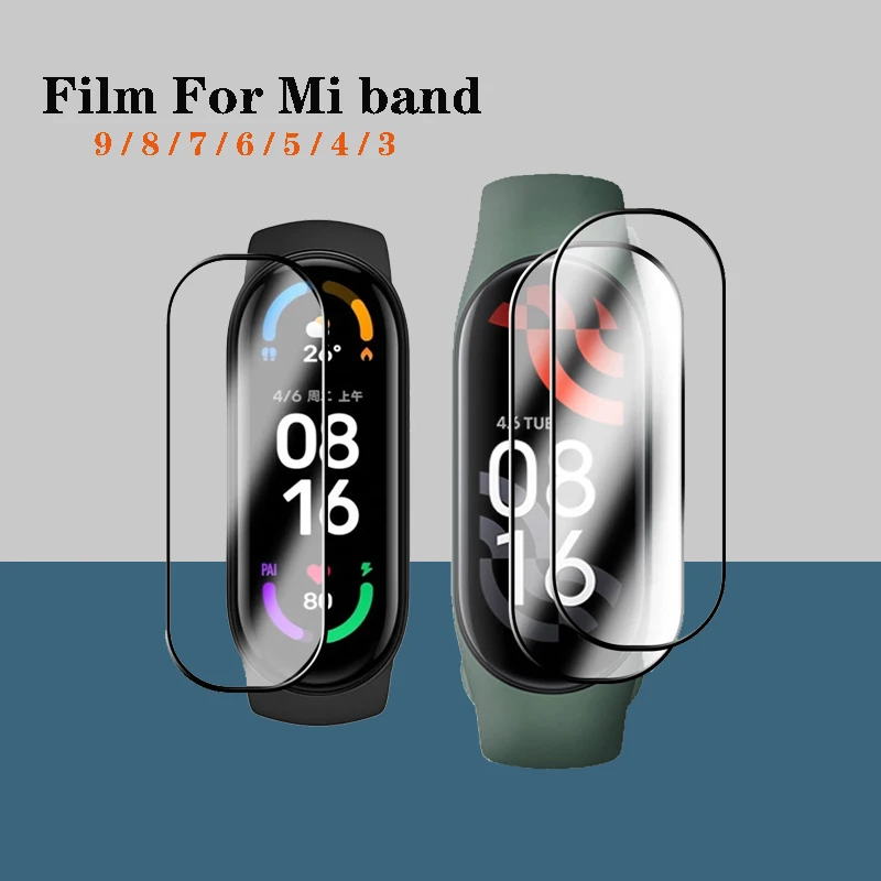 9D Full Screen Protector for Xiaomi band 9 8 7 6 5 4 3 film Mi band Smart Watch Miband Soft Protective Glass Film