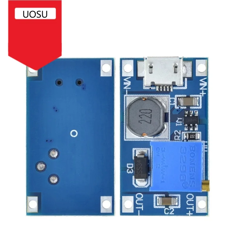 MT3608 Boost Module DC-DC Boost Converter 2A Adjustable Voltage 2V-24V to 5V-28V Power Supply Board for Arduino DIY Power Bank