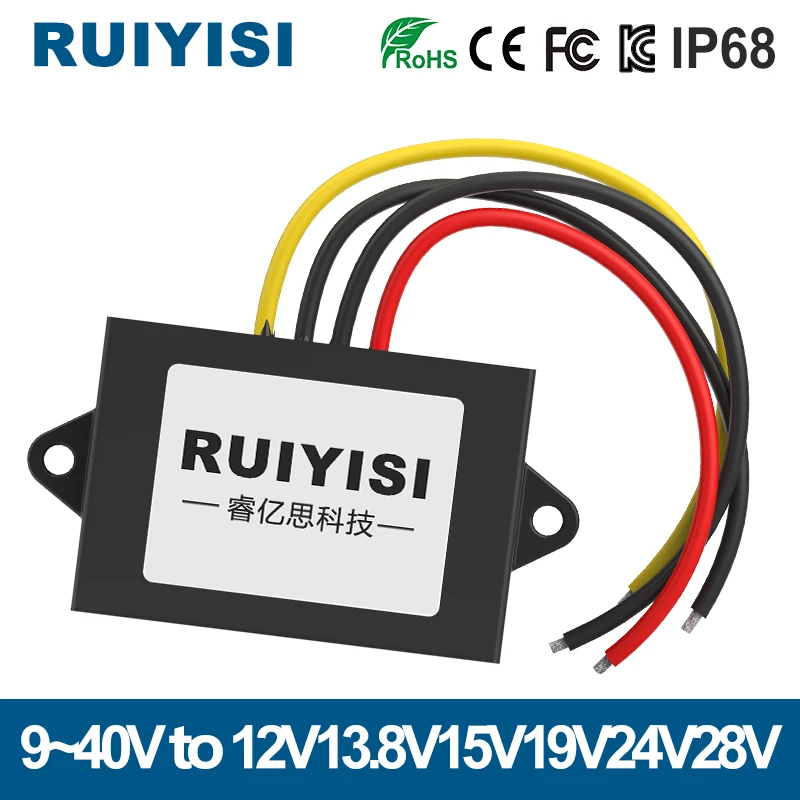 RUIYISI 12V to 19V Power Converter 36V to 24V Voltage Regulator 9V-40V to 28V 13.8V 15V Transformer Voltage Regulator