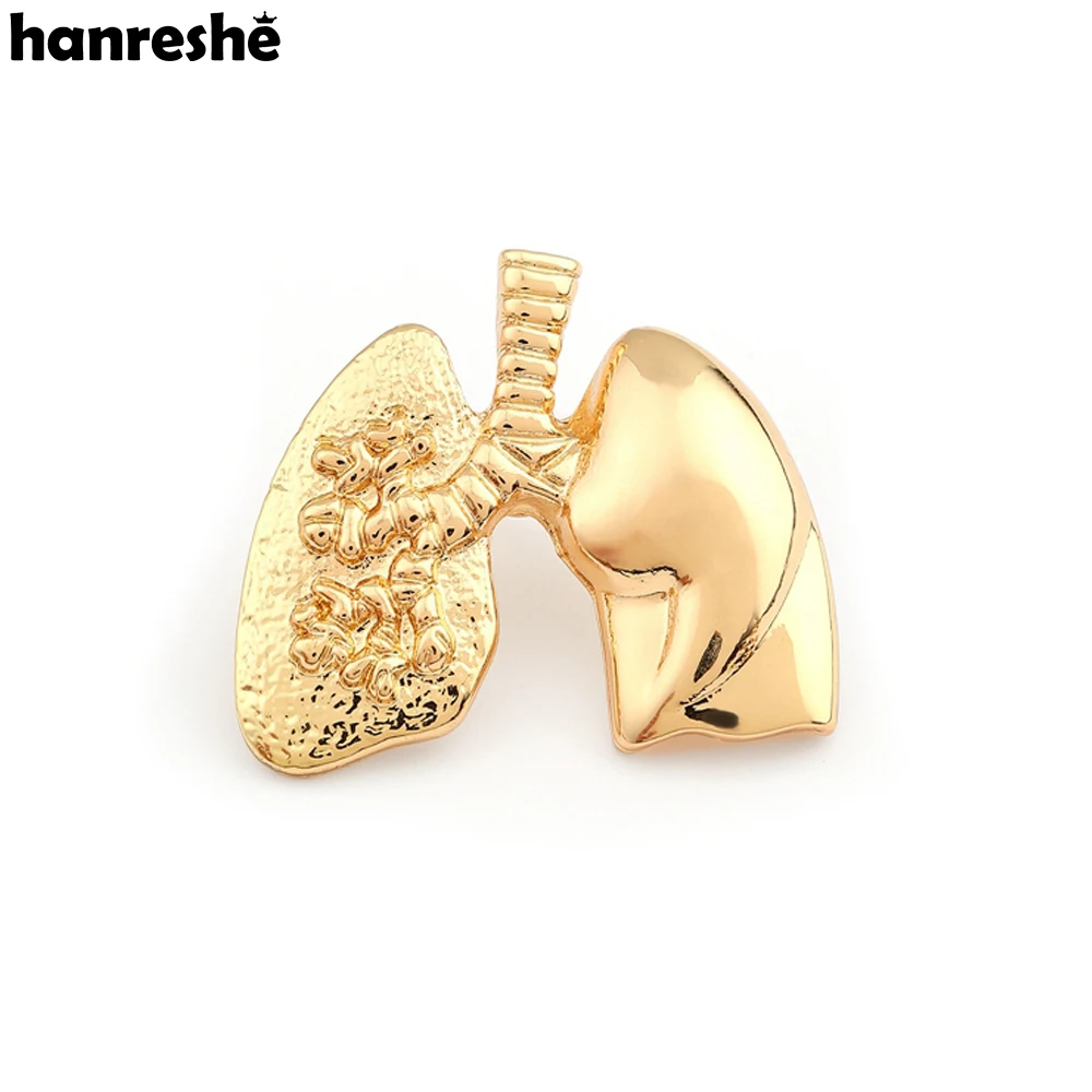 Hanreshe Medical Metal Lung Human Organ Brooch Gold Color Pins for Nurse Doctor Lapel Backpack Badge Jewelry Trendy