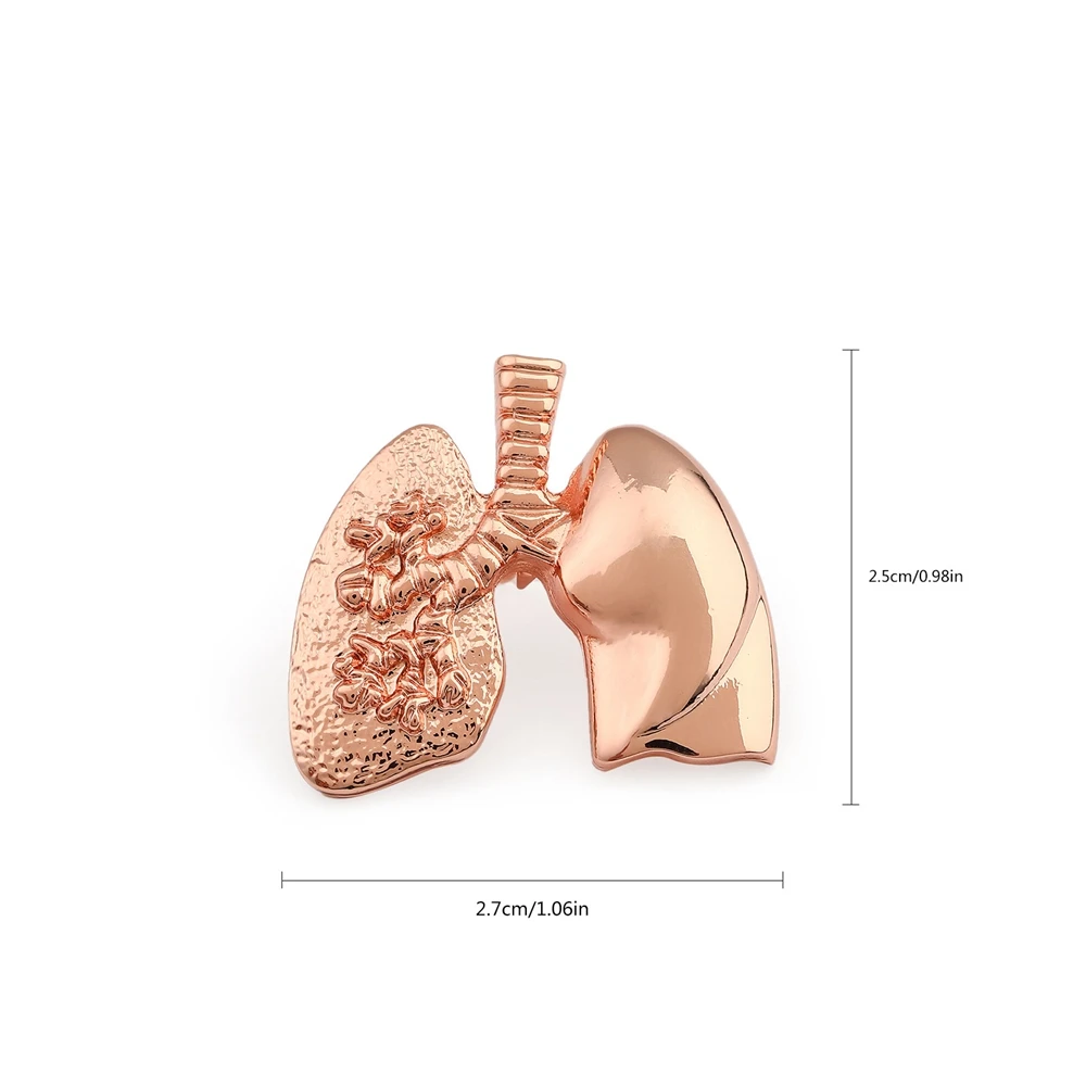 Hanreshe Medical Metal Lung Human Organ Brooch Gold Color Pins for Nurse Doctor Lapel Backpack Badge Jewelry Trendy