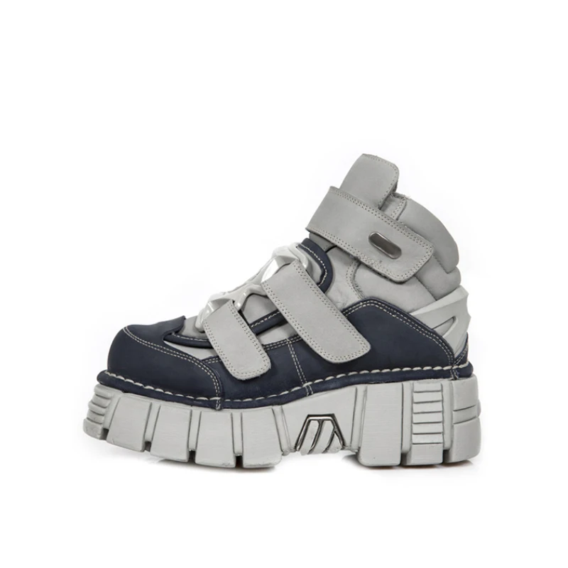 Fall 2025 New Men's British Style Lace-up Leather Spanish Metal Special-Interest Design Punk Platform Shoes Women