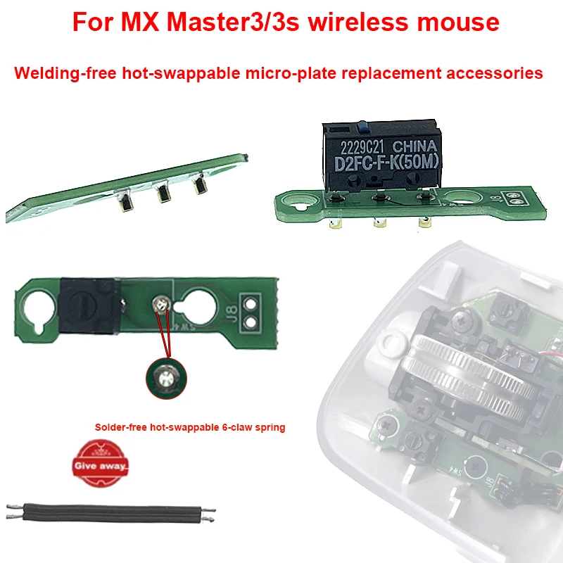 For MX Master3/3s wireless mouse welding-free hot-swappable micro-board repair and replacement accessories