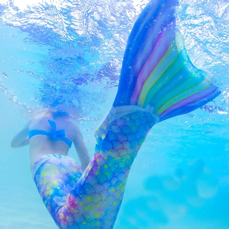 3-12 Years Girls Swimming Mermaid Tail Swimsuit Bathing Suit Girls Cosplay Fish Tail Costume Children Beach Swim Suit Swimwear