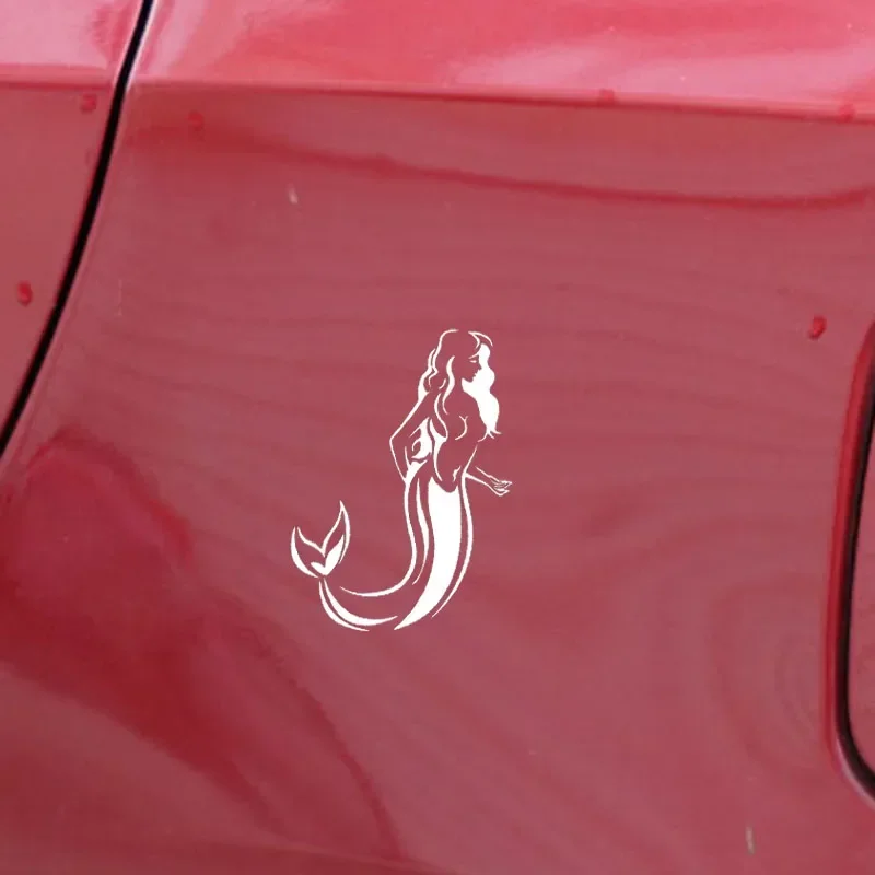 Car Sticker Cute PVC Car Sticker Mermaid Tribe Fantasy Ocean Girl Fish Car Sticker Creative Waterproof Black/White, 17cm*11cm