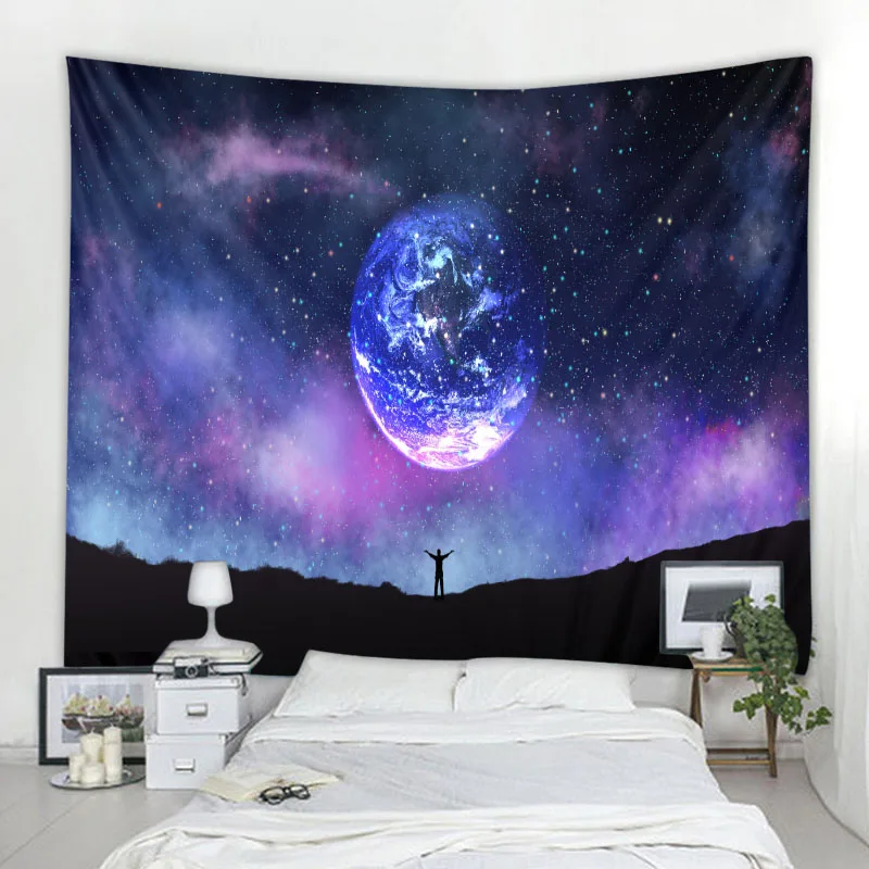 Night Sky Ocean Tapestry 3D Magical Fantasy Starry Sky Tapestry Wall Hanging Bedroom Living Room Dormitory Wall Art Decoration