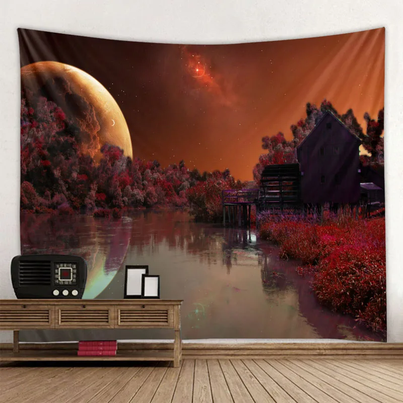 Night Sky Ocean Tapestry 3D Magical Fantasy Starry Sky Tapestry Wall Hanging Bedroom Living Room Dormitory Wall Art Decoration