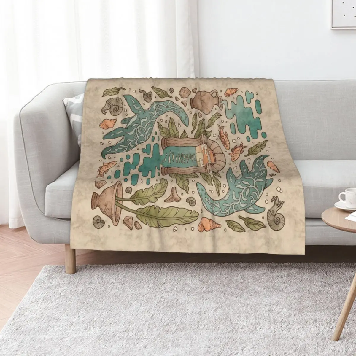 Paradise Panthalassa Natural History Ocean Fantasy Art Throw Blanket Men's Soft Warm Throw Blanket for Couch