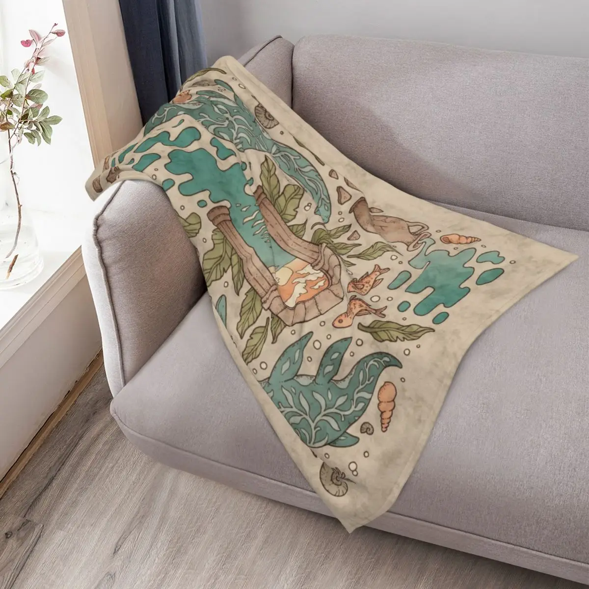 Paradise Panthalassa Natural History Ocean Fantasy Art Throw Blanket Men's Soft Warm Throw Blanket for Couch