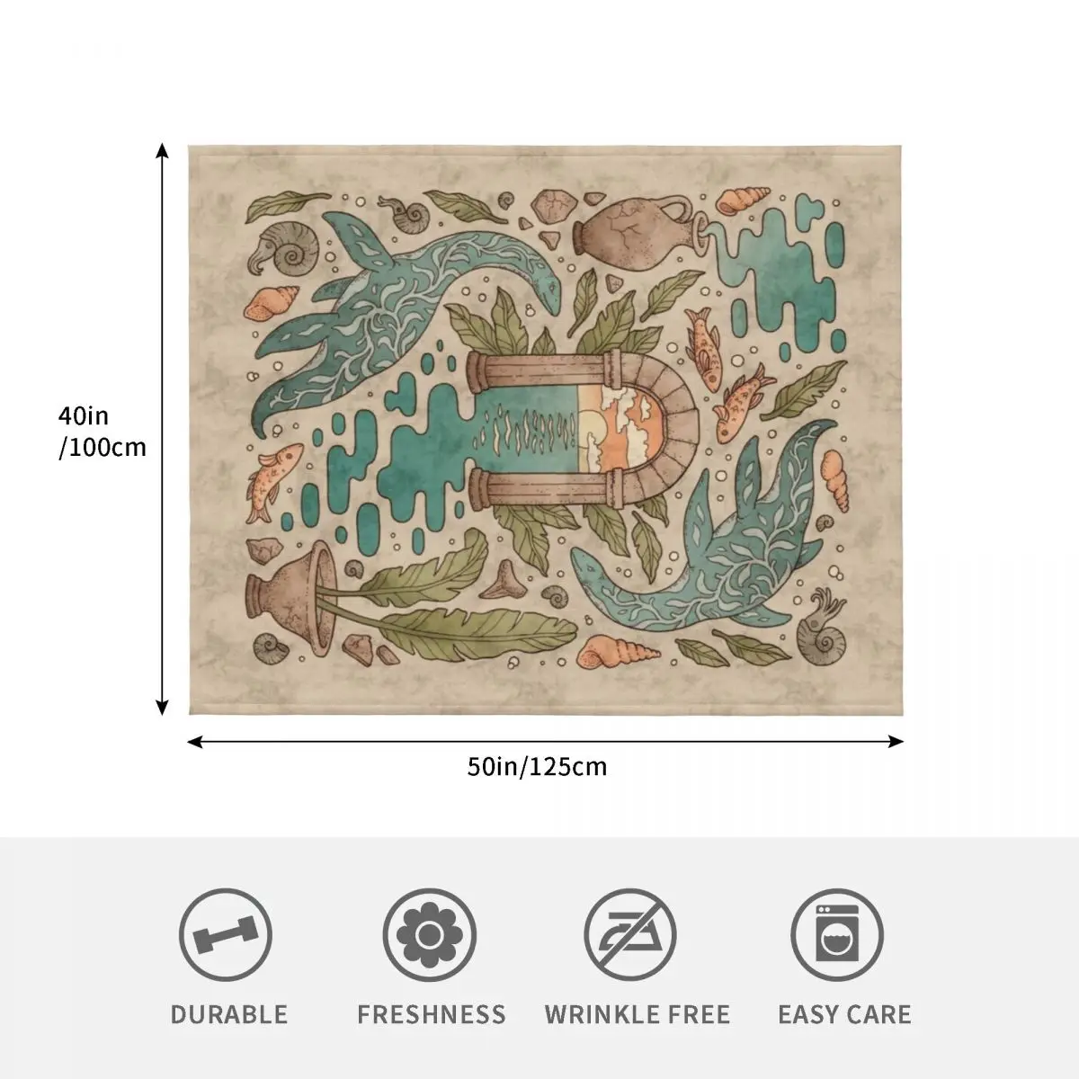 Paradise Panthalassa Natural History Ocean Fantasy Art Throw Blanket Men's Soft Warm Throw Blanket for Couch
