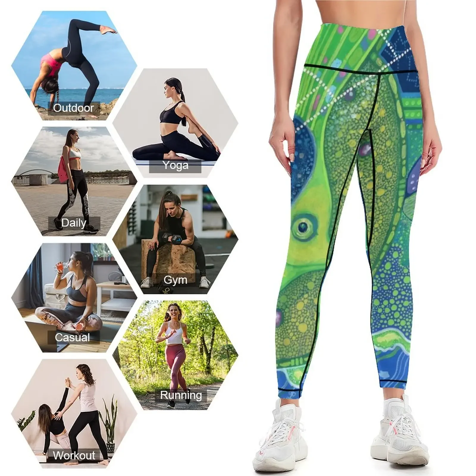 Dream of the Fullmoon, Mermaid Fish Ocean Surreal Fantasy, Leggings sports for Womens Leggings