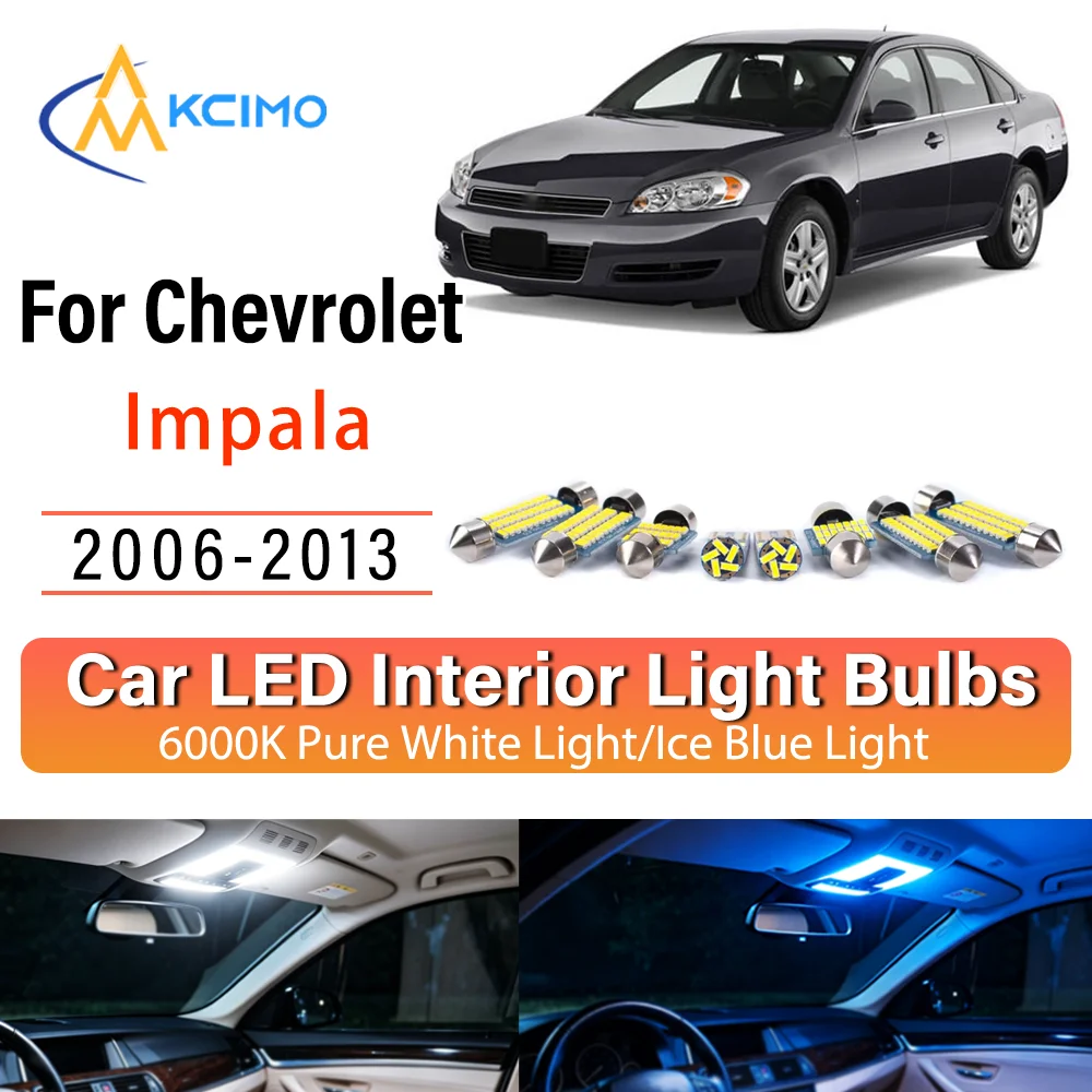 For Chevrolet Impala 2006-2013 Wire-Free Steady Illuminating LED Car Interior Bulb Refit Pack Direct Fit Overhead Reading Cargo