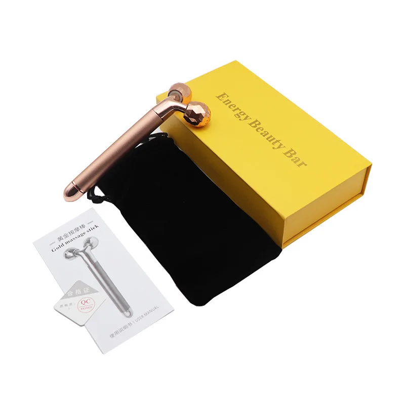 3D Roller Gold Stick Massager 360 Rotating Face Slimming Massager Lift Remove Wrinkles Female Face Slimming Tool Tighten Contour