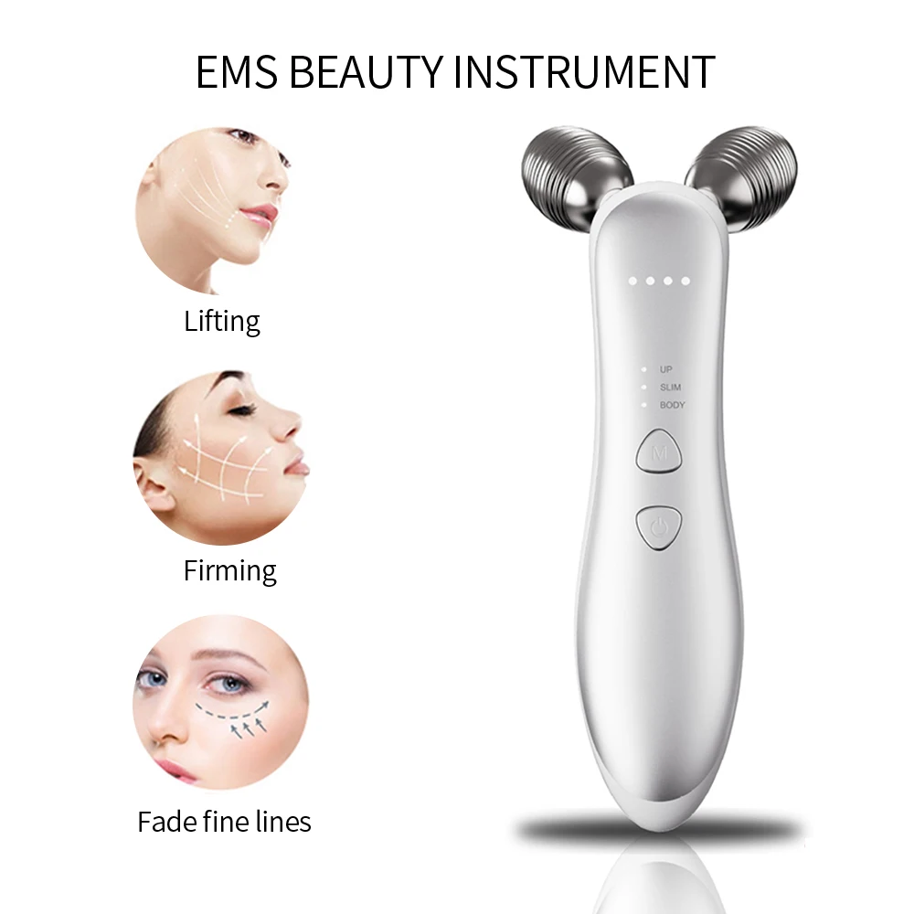 Electric Facial Micro-current Beauty Instrument Face Lift Roller Massager Skin Tighten Thin Double Chin Massage Beauty Device