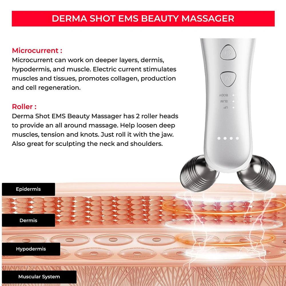 Electric Facial Micro-current Beauty Instrument Face Lift Roller Massager Skin Tighten Thin Double Chin Massage Beauty Device