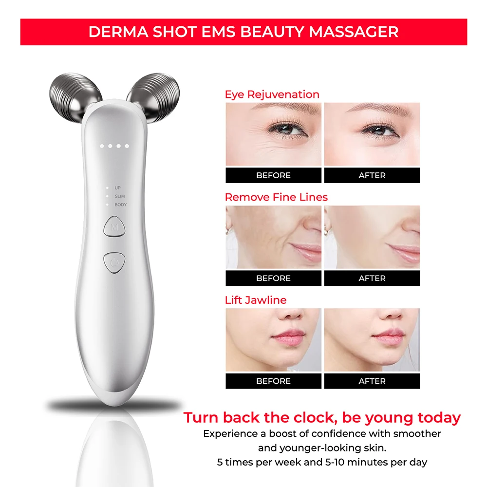 Electric Facial Micro-current Beauty Instrument Face Lift Roller Massager Skin Tighten Thin Double Chin Massage Beauty Device