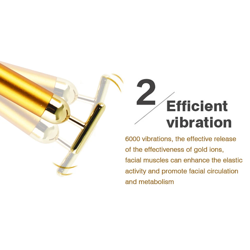 24k Gold Facial Wrinkle Lift Bar T-shaped Slimming Face Care Vibration Beauty Equipment Thin Facial Roller Massager Energy Bar