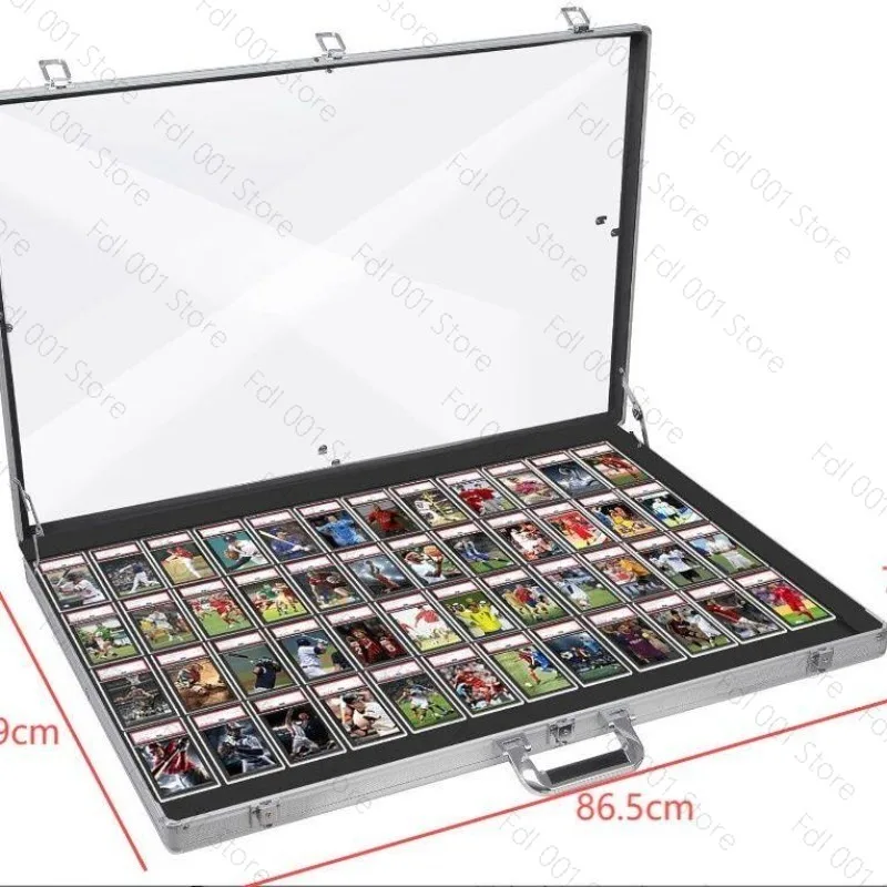 Lockable Aluminum Baseball Card Display Case Tabletop Showcase with Acrylic Side Handle & Support Rod for Sports Card