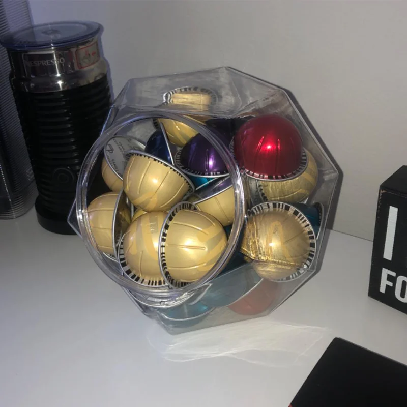Large-Capacity 12-Sided Polygon Elegant Coffee Pods Holder For Dolce Gusto Nespresso Acrylic Capsule Coffee Storage Box