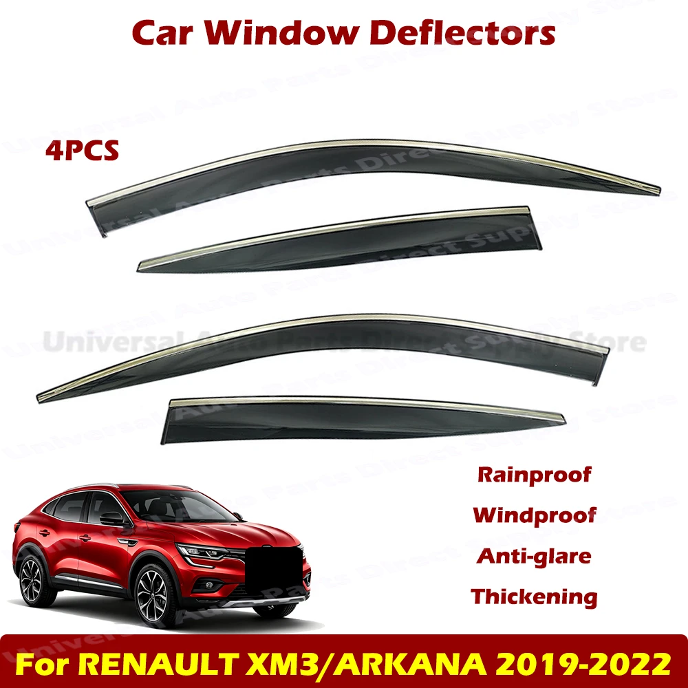 Window Visor Rain Deflector For Renault XM3 Arkana 2019-2022 Smoke Acrylic Side Door Sun Guard No Drilling Awnings Shelters 4PCS