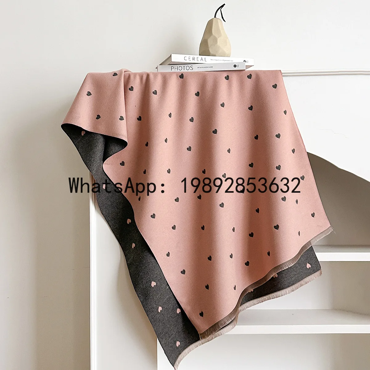 PYJ heart-shaped texture color matching fashionable double-sided women's imitation cashmere thermal scarf