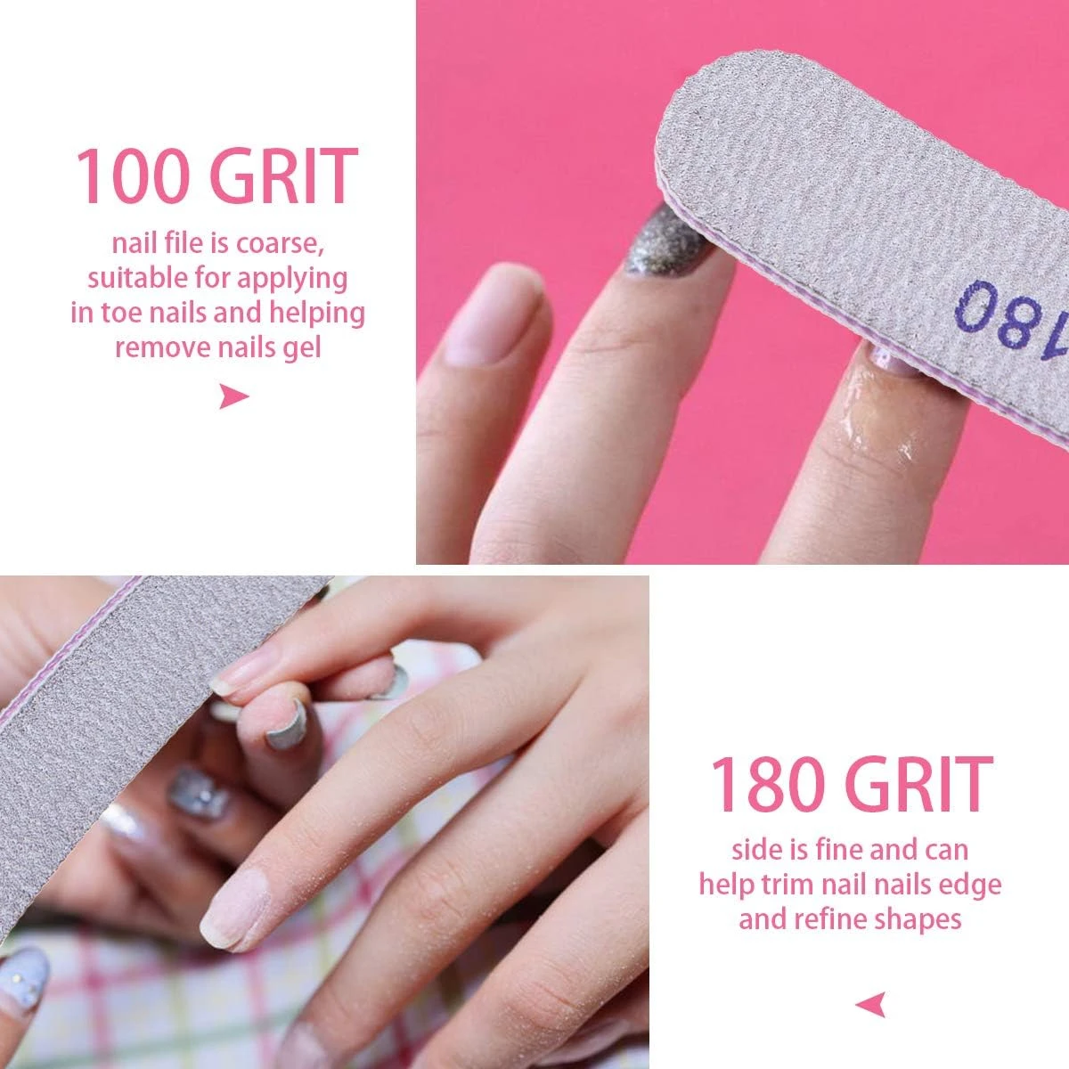 25Pack Double-Sided Nail Files, Grit Professional Emery Boards for Natural And Acrylic Nails, Reusable Manicure