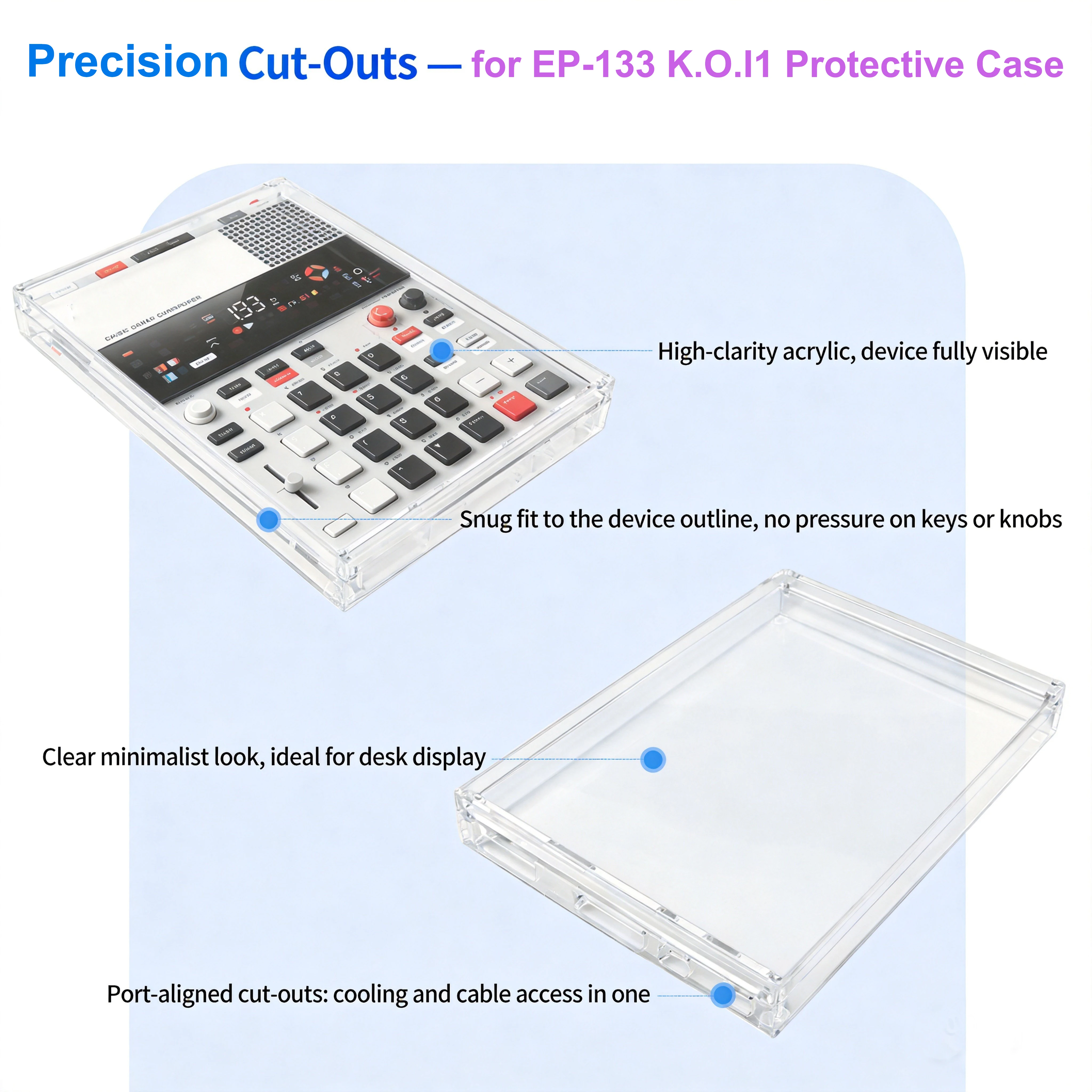 Clear Acrylic Dustproof Cover Case for EP 133 K O II with Precision Cutouts Heat Dissipation Vents Magnetic Side Panel