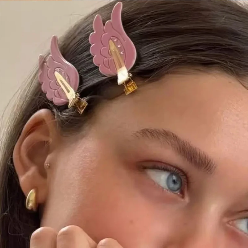 7cm Wings Hairpin Fun Hairpin Y2K Traceless Hairpin with Diamonds Cosmetics Clip Side Broken Hair Bangs Clip Hair Accessories