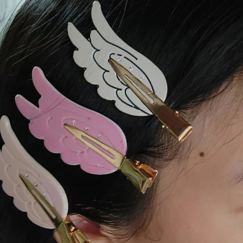 7cm Wings Hairpin Fun Hairpin Y2K Traceless Hairpin with Diamonds Cosmetics Clip Side Broken Hair Bangs Clip Hair Accessories