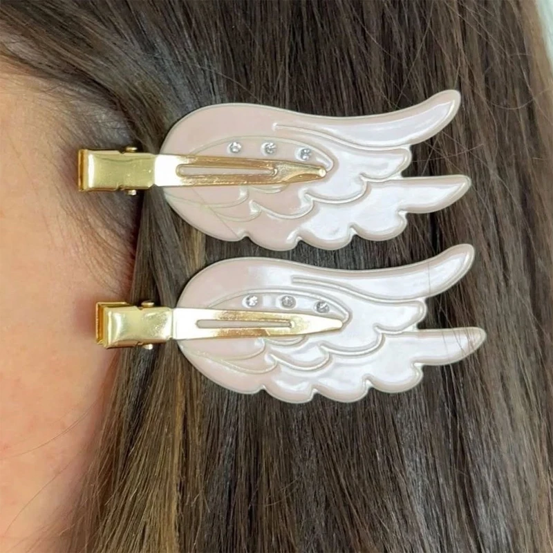 7cm Wings Hairpin Fun Hairpin Y2K Traceless Hairpin with Diamonds Cosmetics Clip Side Broken Hair Bangs Clip Hair Accessories